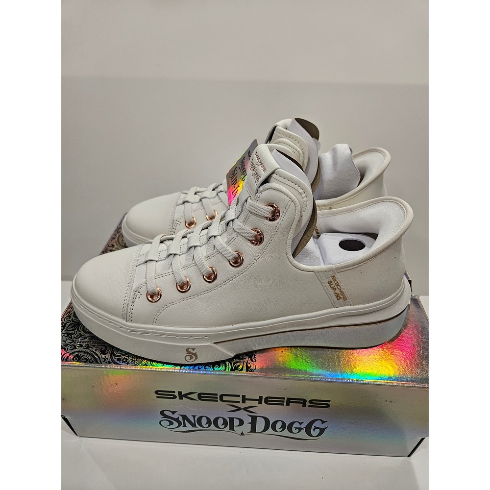 Skechers x Snoop Dogg Snoop One Leather White Rose Gold Slip-Ins Womens Size 8 - Picture 5 of 7